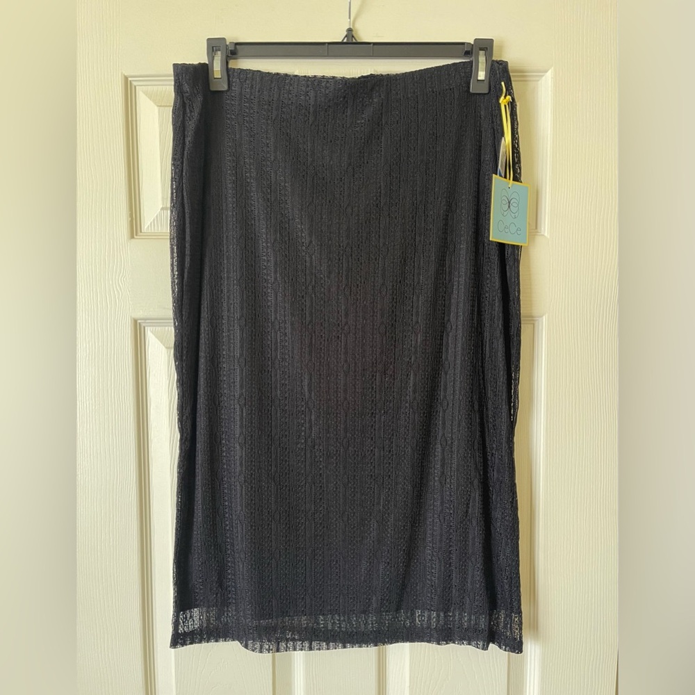 NWT CeCe Women's Knit Lace Midi Pencil Skirt, XL